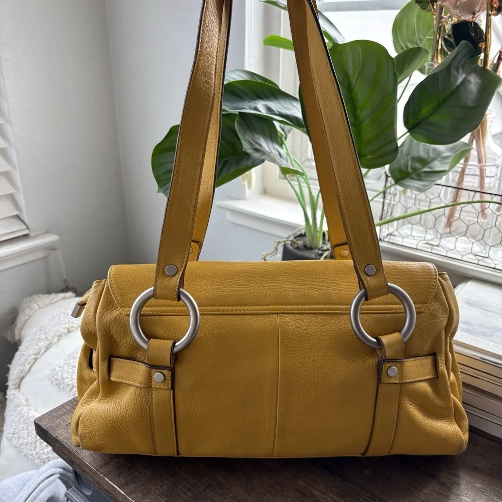 Fabrizio Poker Yellow Y2K Soft Leather Purse Shoulder Bag Made In Italy